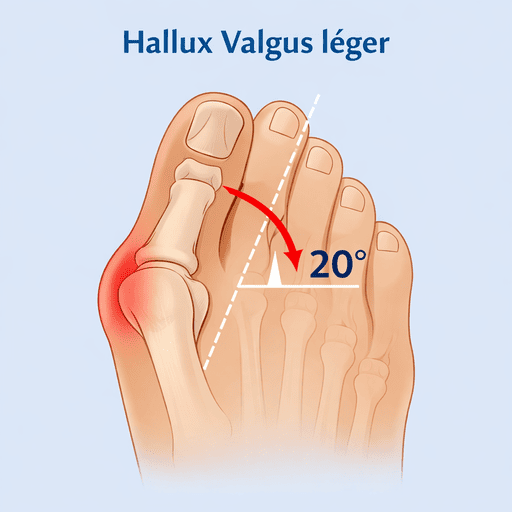 Schéma d'un hallux valgus léger