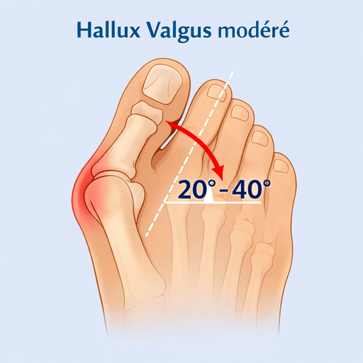 Schéma d'un hallux valgus modéré
